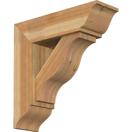 Ekena Millwork Funston Traditional Rough Sawn Bracket w/ Offset Brace, Western Red Cedar, 8"W x 26"D x 26"H BKT0806X26X26FST01RWR